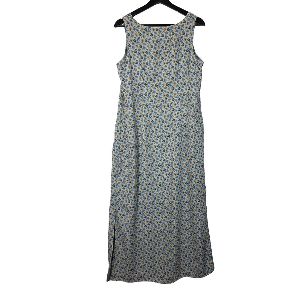Reversible Blue Floral Dress 90s Tank Paisley Long Sleeveless Vintage Retro 10 - Picture 7 of 14